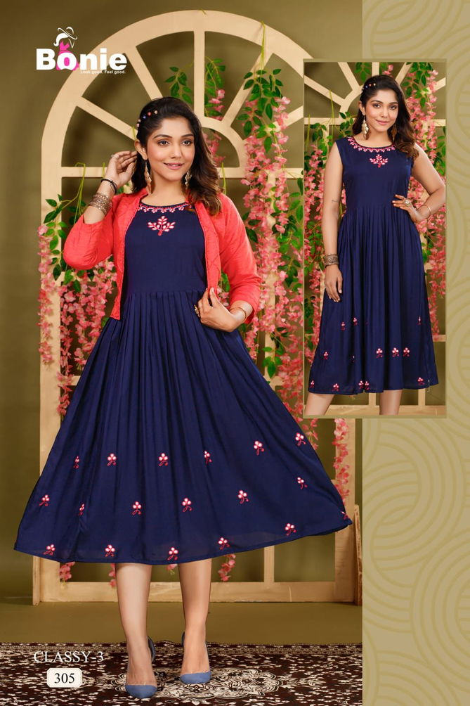 Bonie Classy 3 Wholesale Party Wear Kurtis Catalog